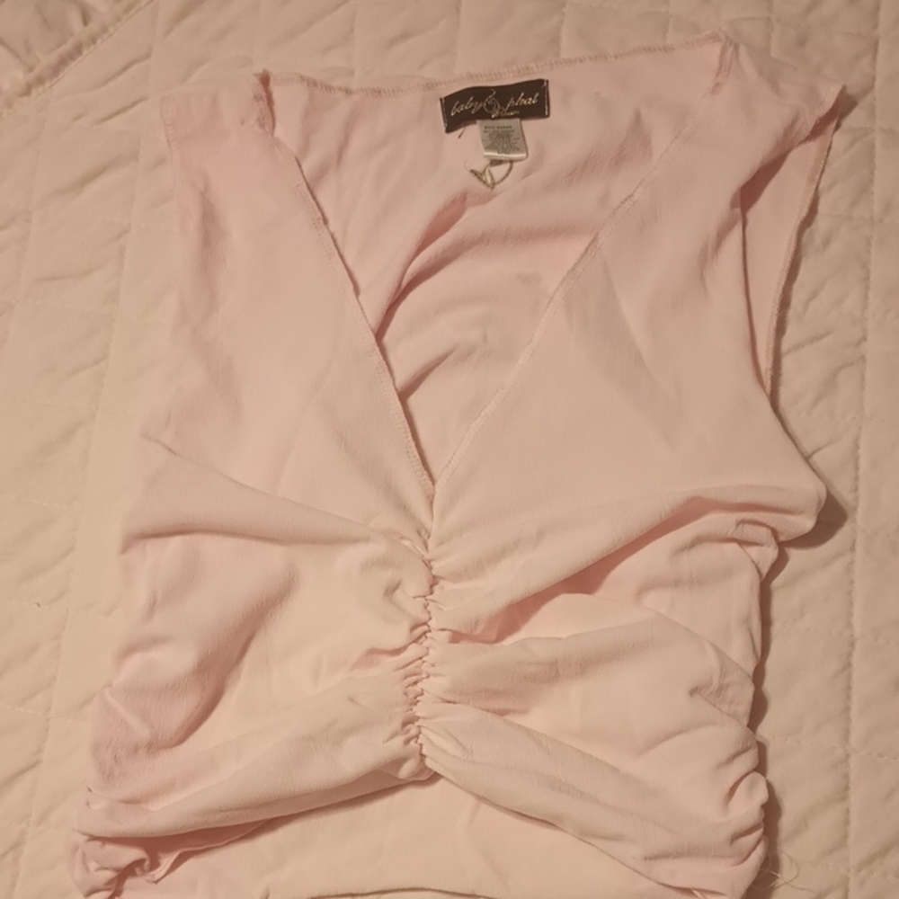 VTG Baby Phat Pink Ruched Blouse Sleeveless